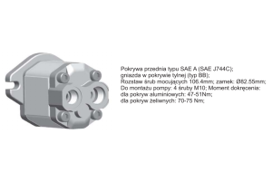 Pompa zębata grupa 2, śruby 106,4mm zamek 82,55mm, Objęto