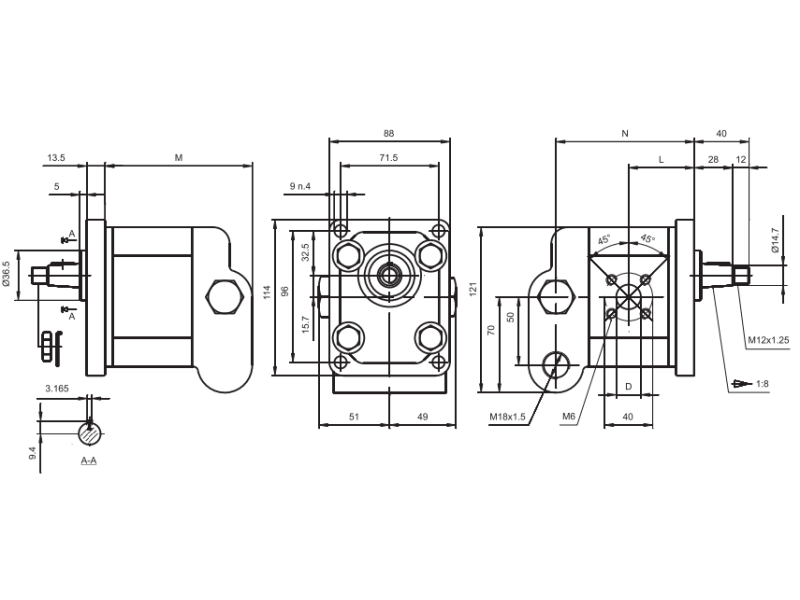 ORING Pompa zębata grupa 2 śruby 96x71,5mm zamek 36,5mm, O
