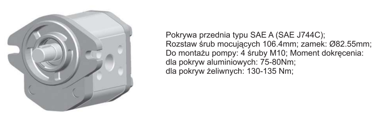 Pompa zębata grupa 2.5 śruby 106,4mm zamek 82,55mm, Objęt