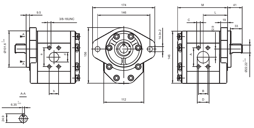 Pompa zębata gr. 3 M, Objętość geometryczna: 20,0 cm³/o