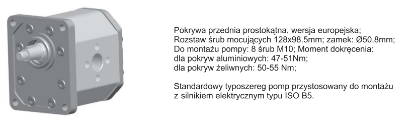 Pompa zębata grupa 3 śruby 128x98,5mm zamek 50,8mm, Objęt
