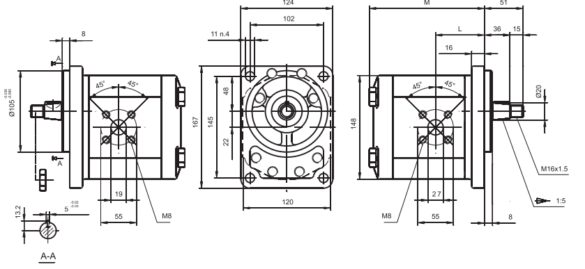 Pompa zębata gr. 3 Z, Objętość geometryczna: 20,0 cm³/o