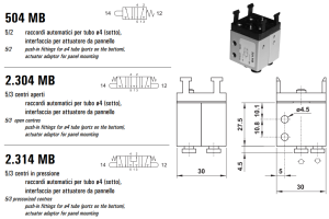 Mikrozawór MB ø4, Funkcje: Ze sprężyną powrotną., Elek