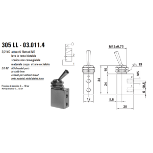 Mikrozawór z uchwytem LL, Funkcje: Z zatrzaskiem.