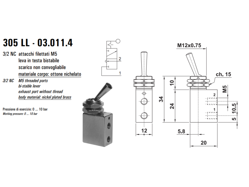 Mikrozawór z uchwytem LL, Funkcje: Z zatrzaskiem.