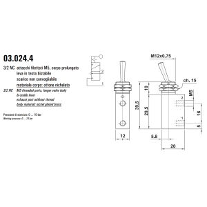 Mikrozawór z uchwytem LL, Funkcje: Z zatrzaskiem.