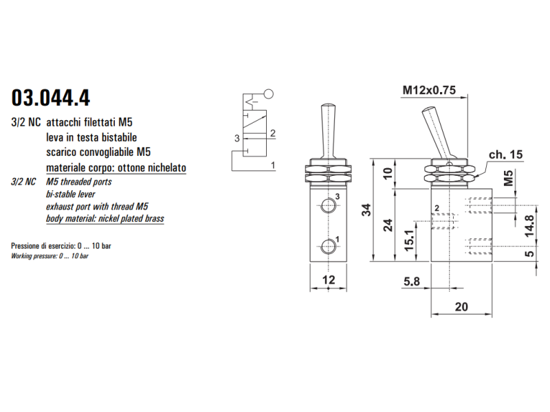 Mikrozawór z uchwytem LL, Funkcje: Z zatrzaskiem.