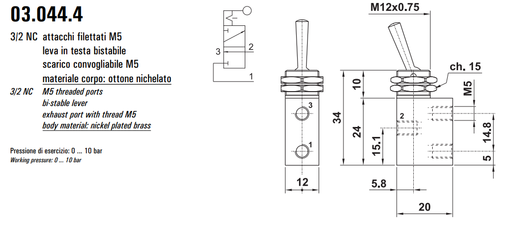 Mikrozawór z uchwytem LL, Funkcje: Z zatrzaskiem.