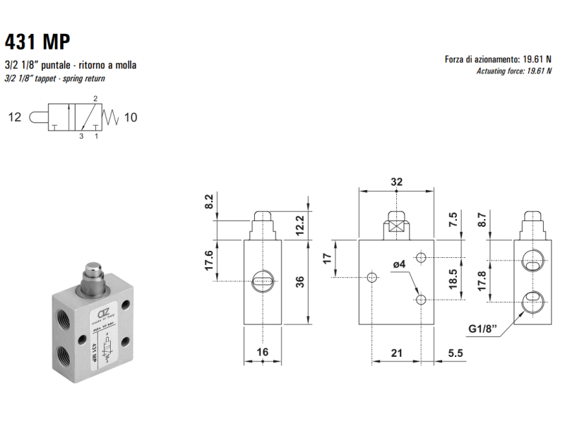 Zawór 431/451 MP, Elektrozawory - pozycje zaworu: 5/2
