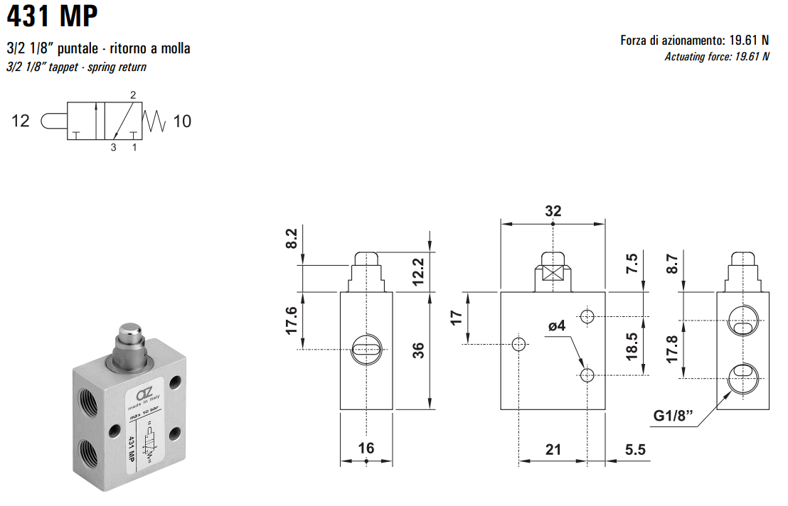 Zawór 431/451 MP, Elektrozawory - pozycje zaworu: 5/2