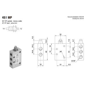 Zawór 431/451 MP, Elektrozawory - pozycje zaworu: 5/2