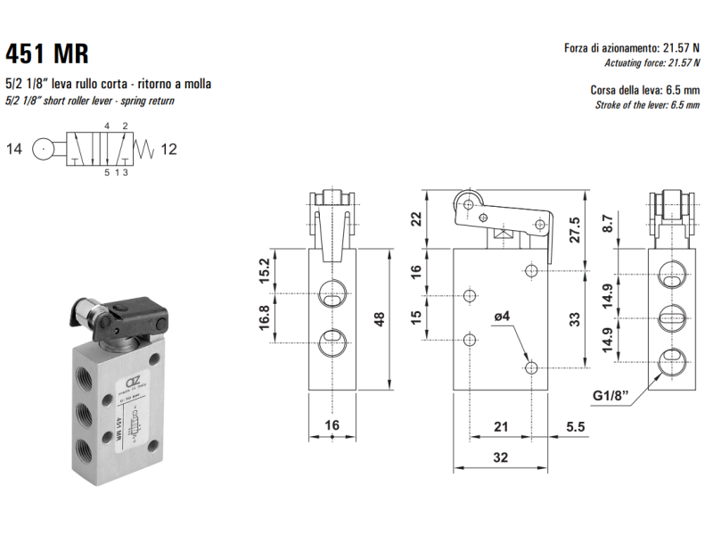 Zawór mechaniczny 431/451 MR, Elektrozawory - pozycje zawor
