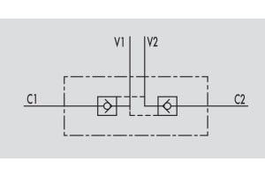 Zawór zwrotny sterowany bliźniaczy VBPDE, Rozmiar gwintu: 