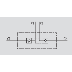 Zawór zwrotny sterowany bliźniaczy VBPDE, Rozmiar gwintu: 