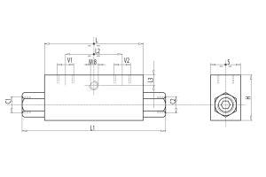 Zawór zwrotny sterowany bliźniaczy VBPDE, Rozmiar gwintu: 