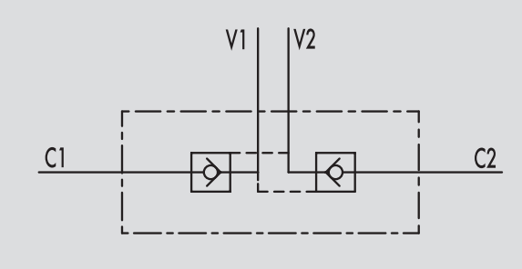 Podwójny zawór sterowany VBPDE 2 CEXC 1/4" BSPP 10L, Rozmi
