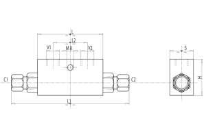 Podwójny zawór sterowany VBPDE 2 CEXC 1/4" BSPP 10L, Rozmi