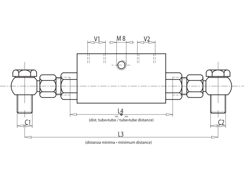 Podwójny zawór sterowany VBPDE 2 CEXC 1/4" BSPP 10L, Rozmi