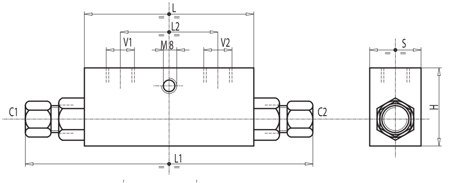 Podwójny zawór sterowany VBPDE 2 CC 3/8" BSPP, Rozmiar gwi