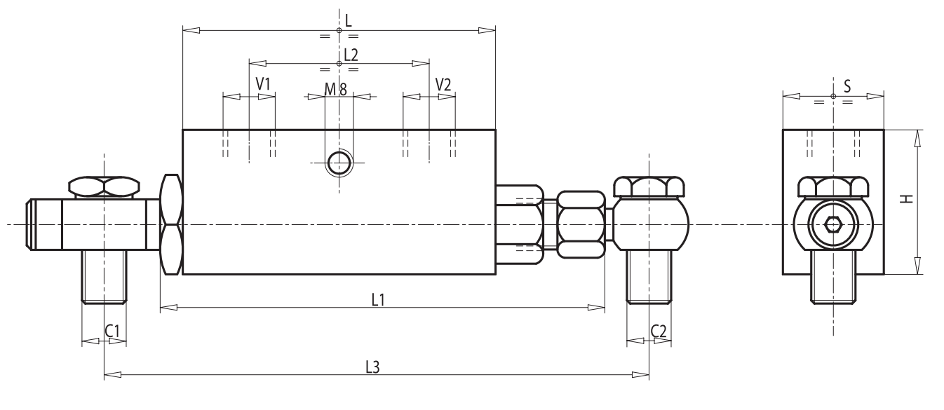 Podwójny zawór sterowany VBPDE SC 3/8" BSPP, Rozmiar gwint