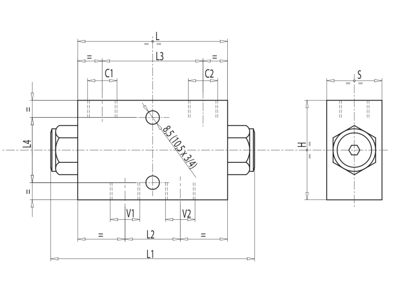 Podwójny zawór sterowany VBPDE A 1/4" BSPP, Rozmiar gwintu