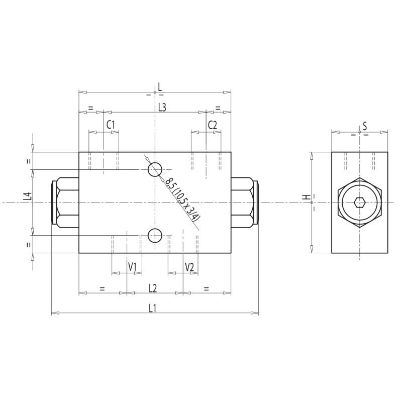 Podwójny zawór sterowany VBPDE A 1/4" BSPP, Rozmiar gwintu