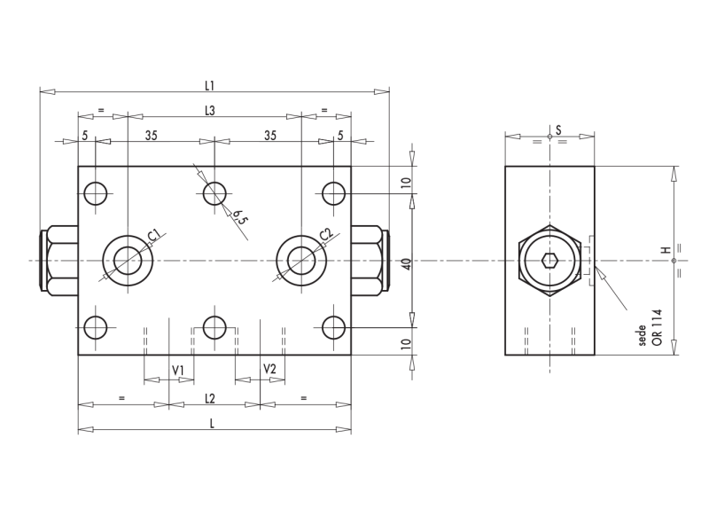 Podwójny zawór sterowany VBPDE FL 3/8" BSPP, Rozmiar gwint