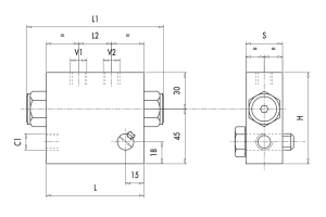Podwójny zawór sterowany VBPDE FLV 1/4" BSPP, Rozmiar gwin