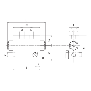Podwójny zawór sterowany VBPDE FLV 1/4" BSPP, Rozmiar gwin