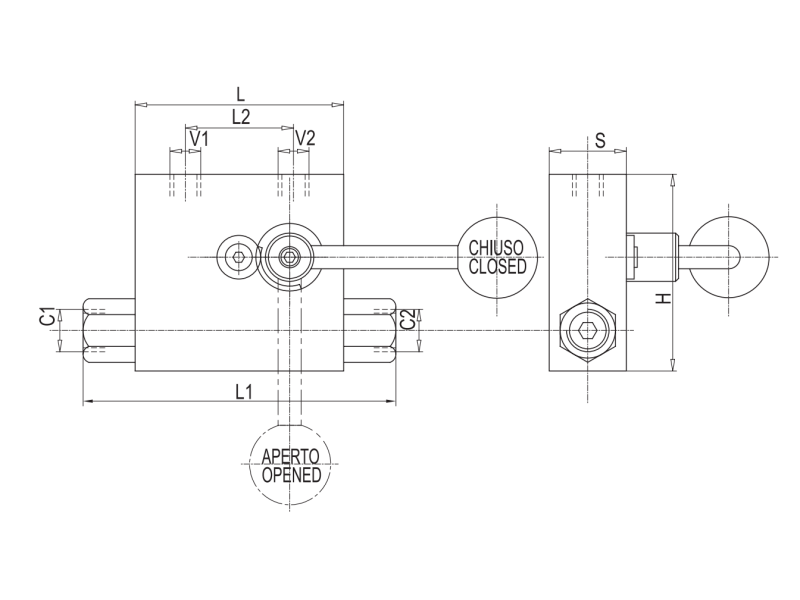 Podwójny zawór sterowany VBPDE c/RUB 1/4" BSPP, Rozmiar gw