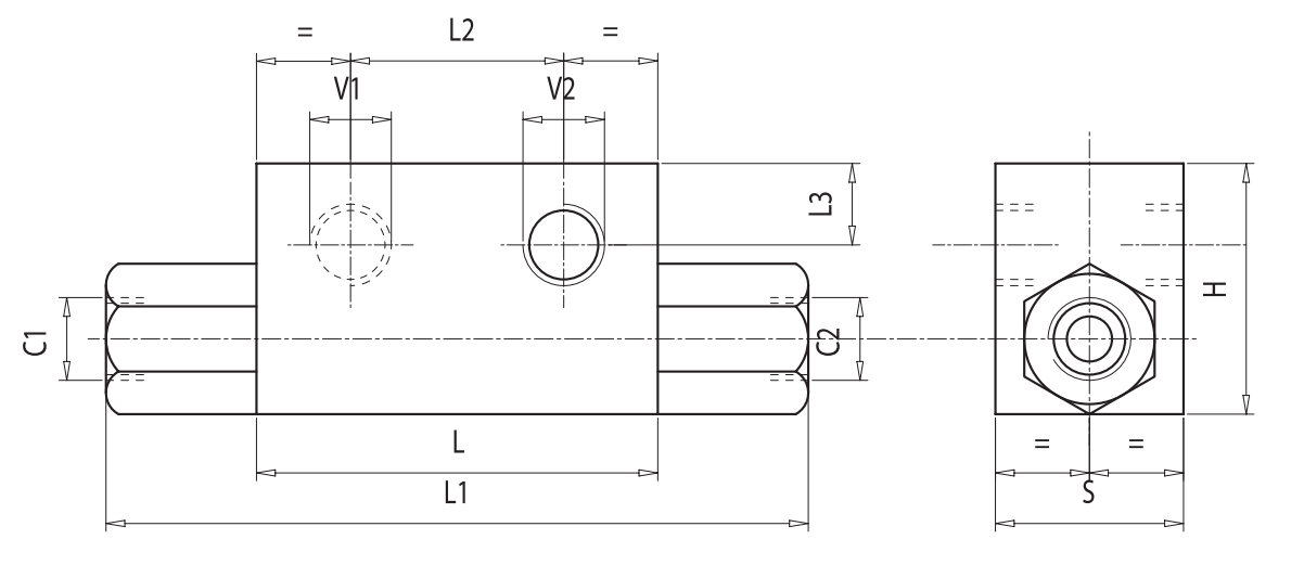 Podwójny zawór sterowany VBPDE AL, Rozmiar gwintu: 1/4" BS
