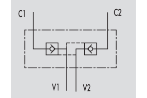 Podwójny zawór sterowany VBAS, Rozmiar gwintu: 3/8" BSPP 7