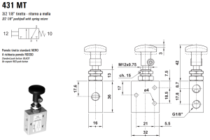 Zawór ręczny 431/451 MT, Funkcje: Bez sprężyny powrotnej