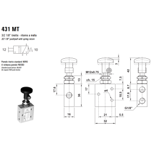 Zawór ręczny 431/451 MT, Funkcje: Bez sprężyny powrotnej