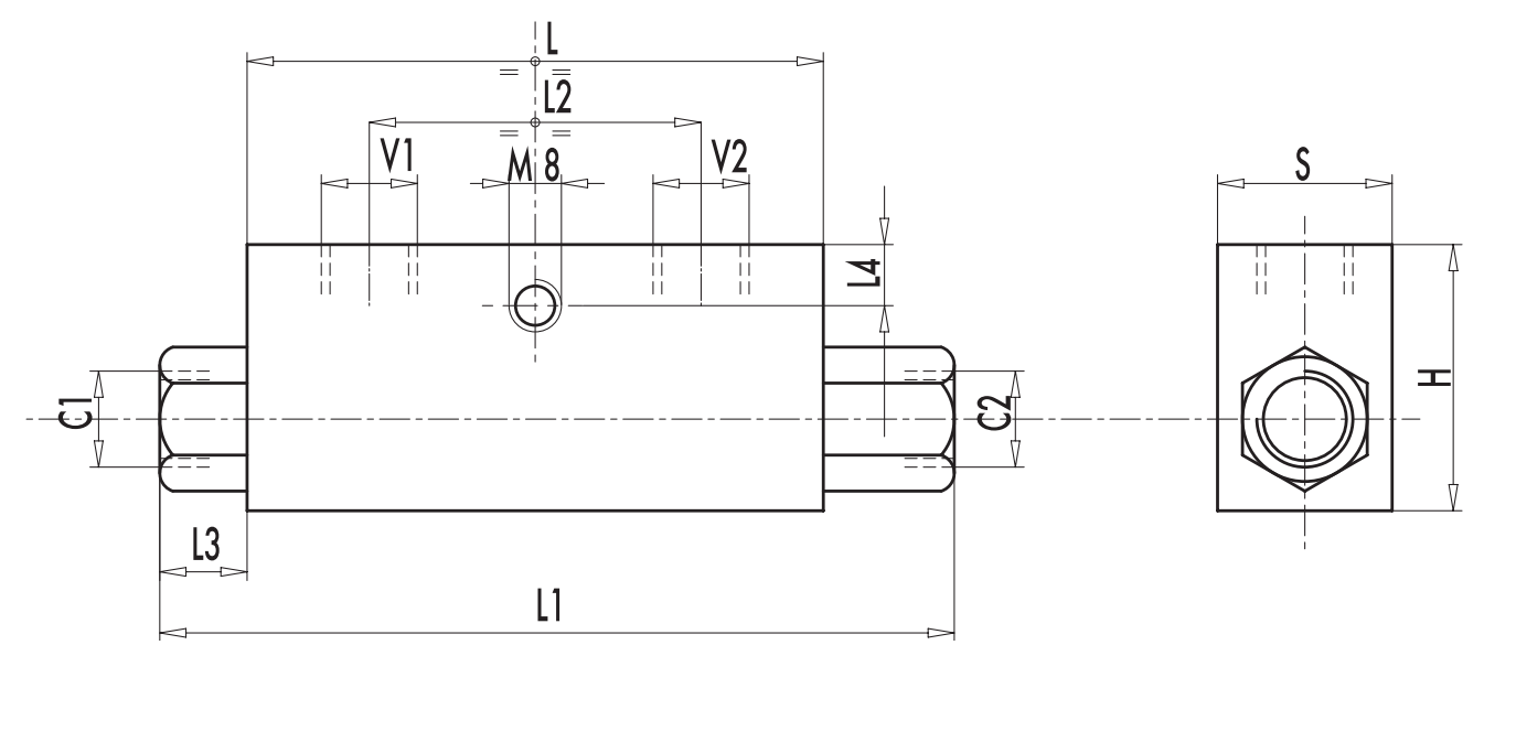 Pojedynczy zawór sterowany VBPSE, Rozmiar gwintu: 1/4" BSPP