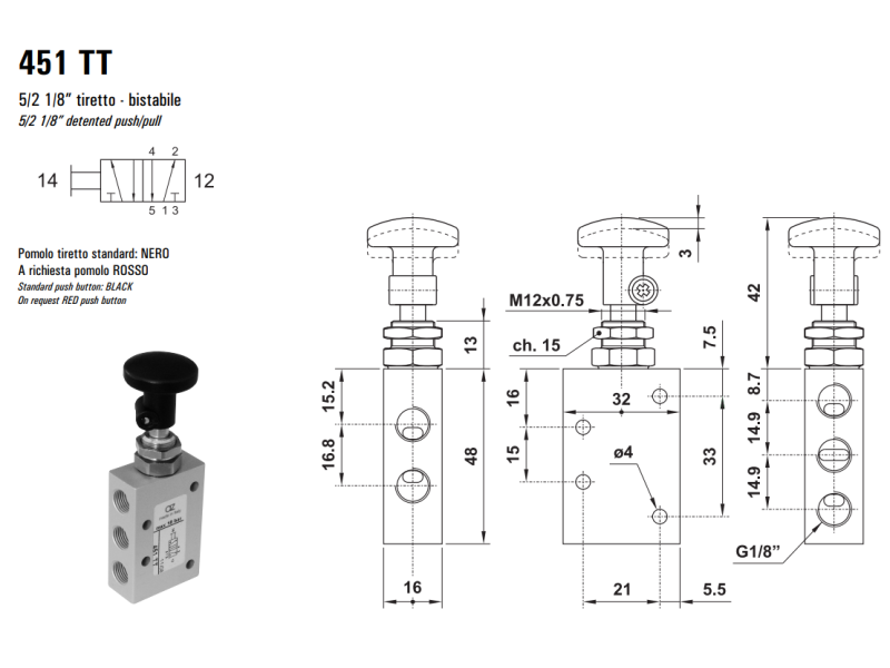 Zawór ręczny 431/451 TT, Elektrozawory - pozycje zaworu: 5