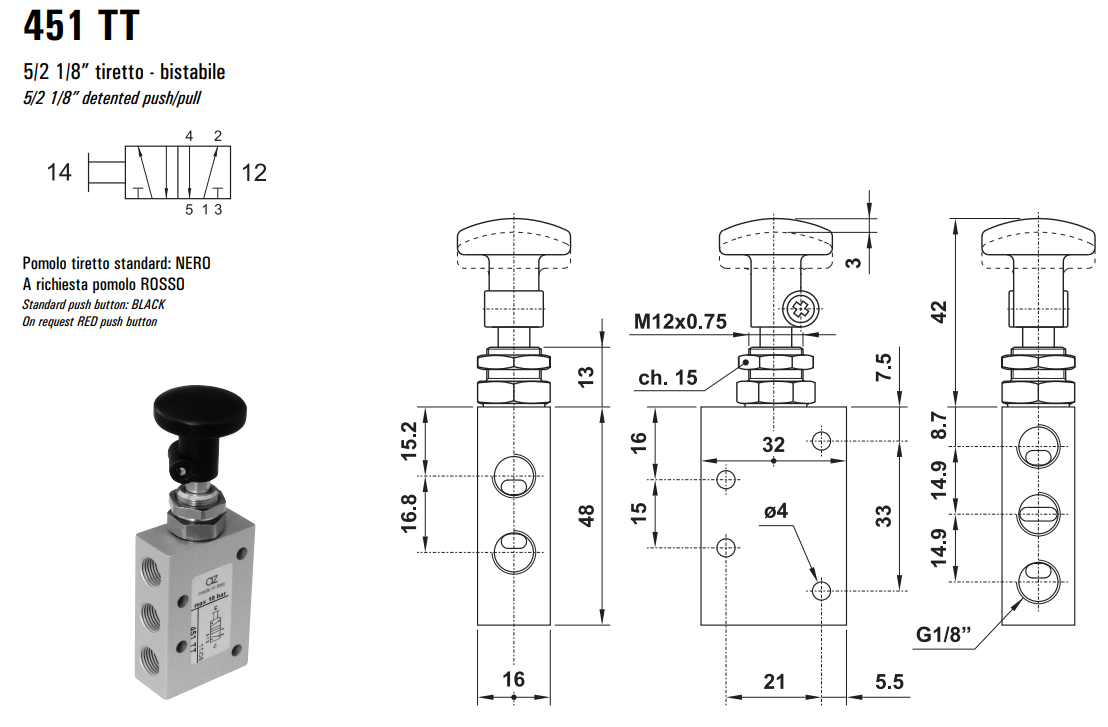 Zawór ręczny 431/451 TT, Elektrozawory - pozycje zaworu: 5