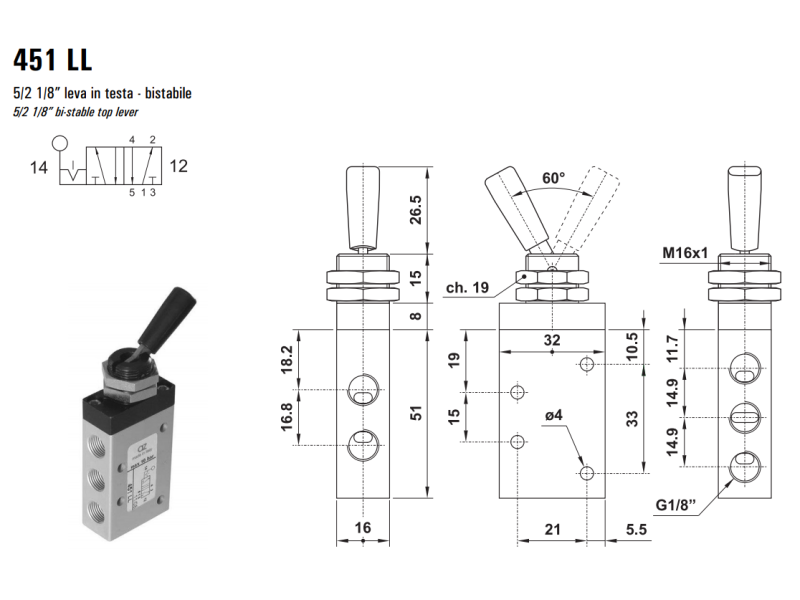 Zawór ręczny 431 LL, Funkcje: Z zatrzaskiem.