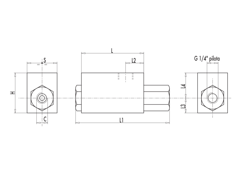 Pojedynczy zawór sterowany VBL/3 1/4" BSPP, Rozmiar gwintu: