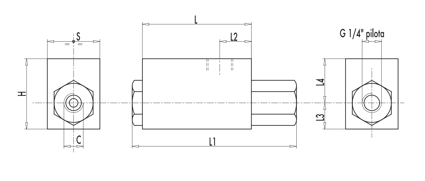 Pojedynczy zawór sterowany VBL/3 1/4" BSPP, Rozmiar gwintu: