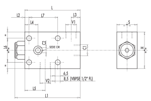 Pojedynczy zawór sterowany VBPSE 1/4" BSPP FL, Rozmiar gwin