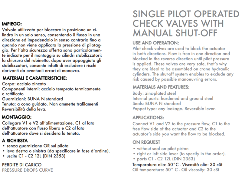 Pojedynczy zawór sterowany VBPSE 1/4" BSPP L c/RUB, Rozmiar