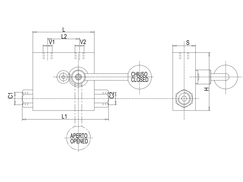 Pojedynczy zawór sterowany VBPSE 1/4" BSPP L c/RUB, Rozmiar