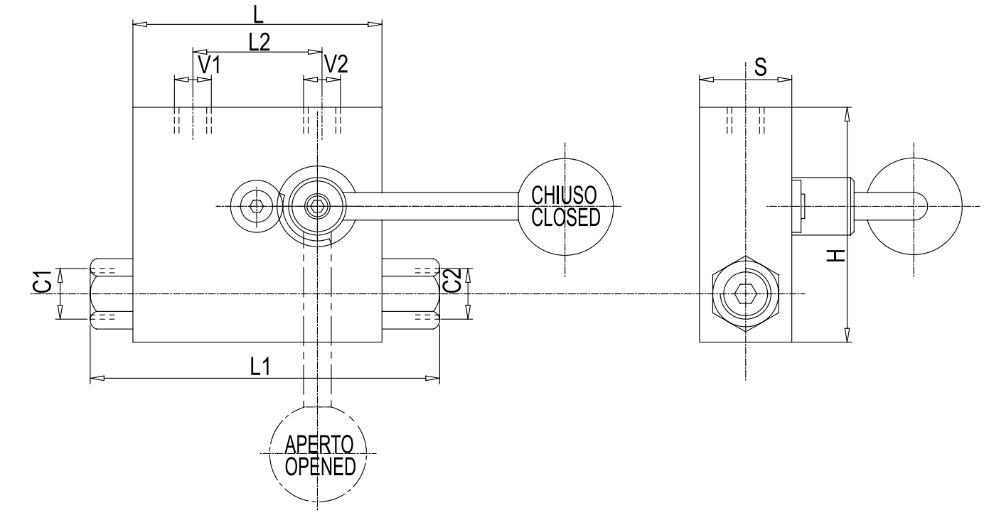 Pojedynczy zawór sterowany VBPSE 1/4" BSPP L c/RUB, Rozmiar
