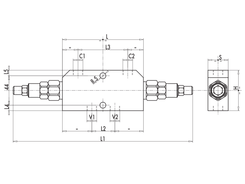 Zawór przeciążeniowo-blokujący VBCD DE, Rozmiar gwintu: 