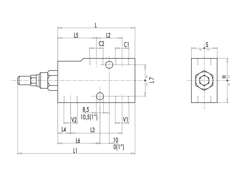 Zawór przeciążeniowo- blokujący VBCD 1/4" BSPP SE A, Roz