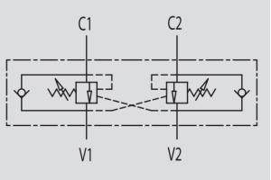 Zawór przeciążeniowo-blokujący VBCD 1/4" BSPP DE A, Rozm