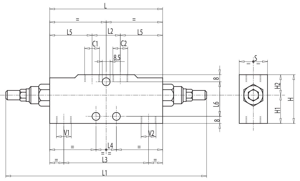 Zawór przeciążeniowo-blokujący VBCD 3/4" BSPP DE A, Rozm