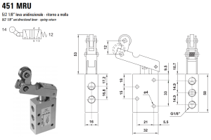 Zawór ręczny 431/451 MRU, Elektrozawory - pozycje zaworu: 