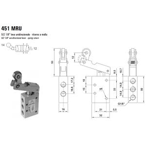 Zawór ręczny 431/451 MRU, Elektrozawory - pozycje zaworu: 